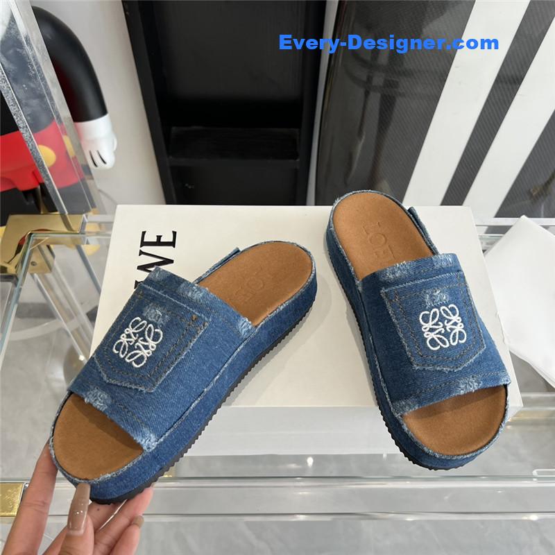 L0ew* denim slippers