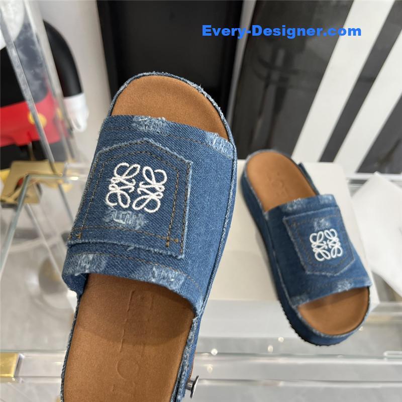 L0ew* denim slippers