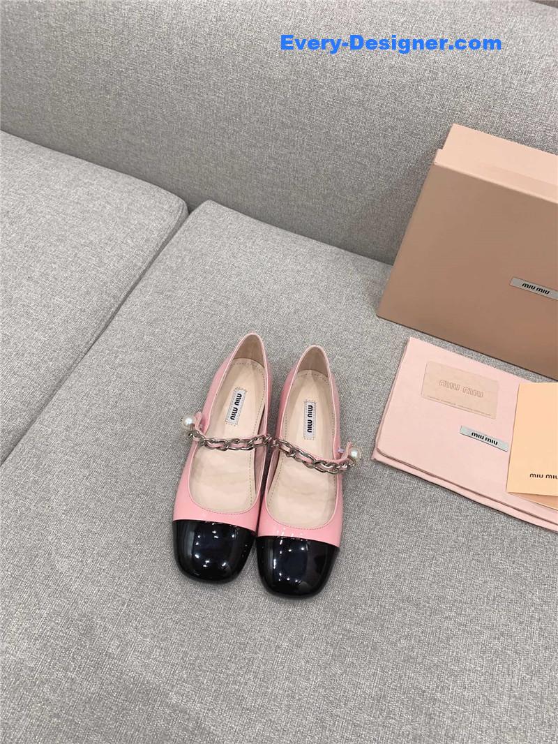 miumiu new princess girl style Mary Jane series flat shoes