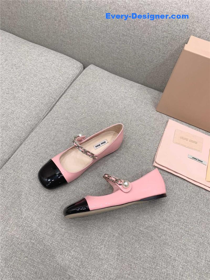 miumiu new princess girl style Mary Jane series flat shoes