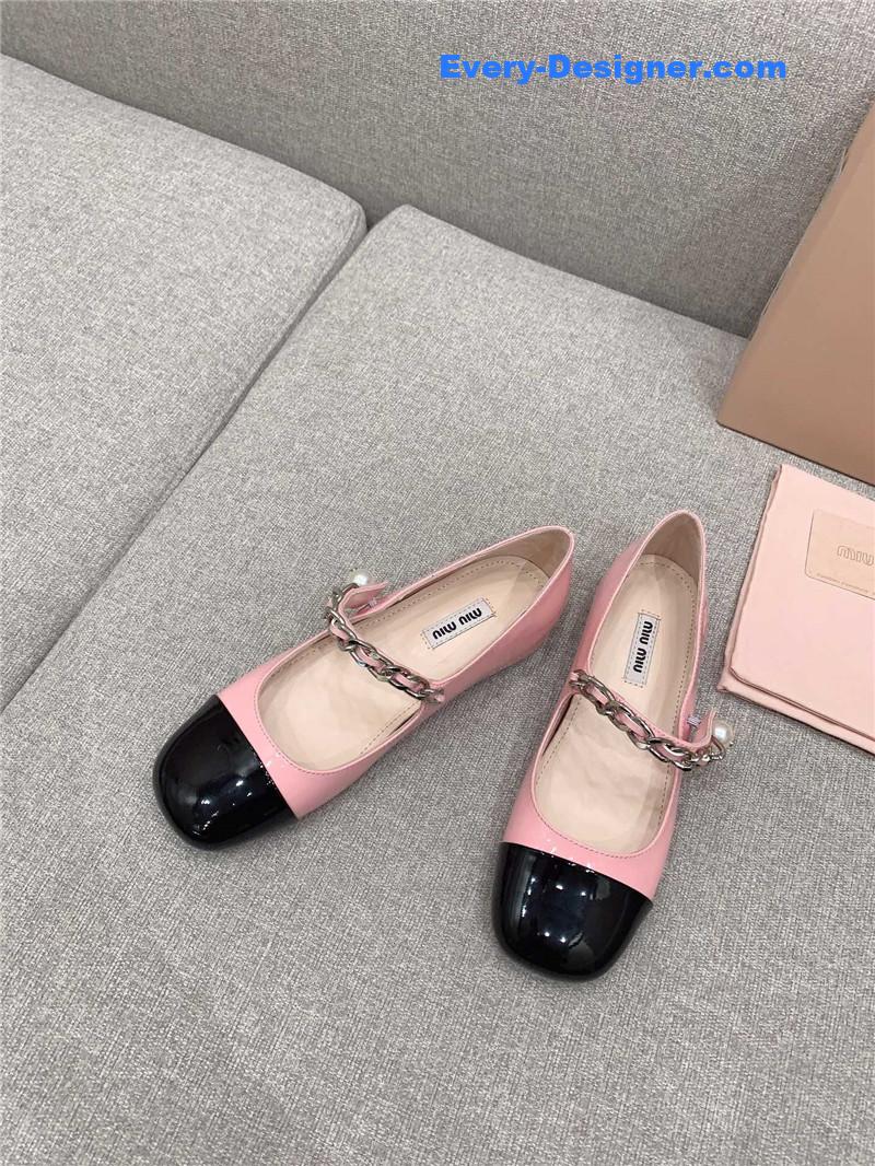 miumiu new princess girl style Mary Jane series flat shoes