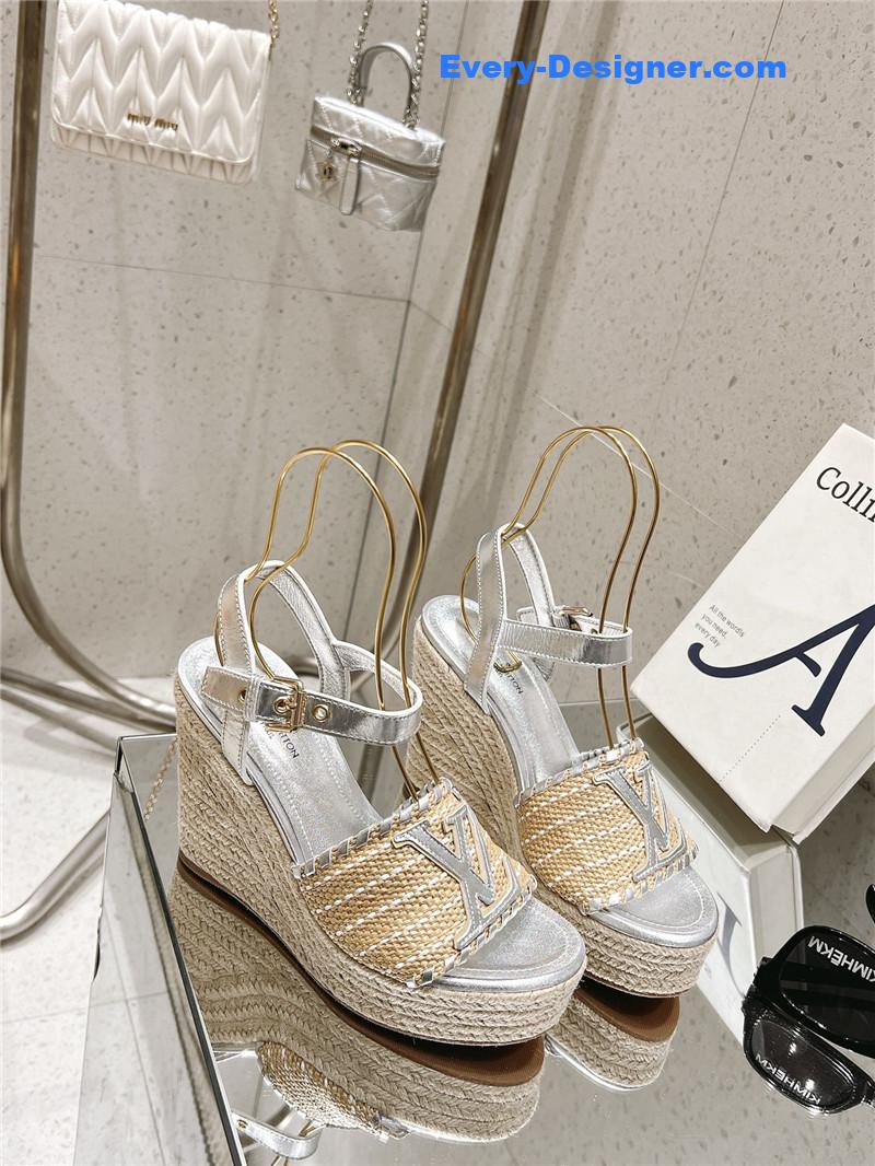 louis vuitton LV straw platform sandals
