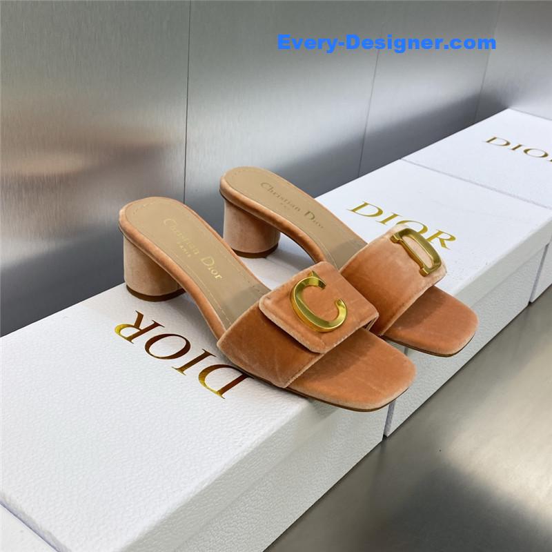D10r cd letter logo metal buckle flat color block sandals