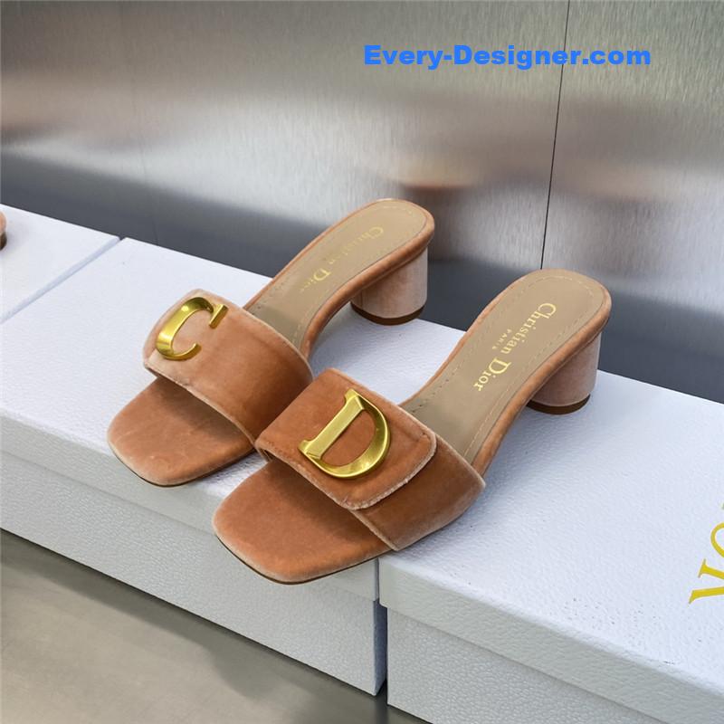 D10r cd letter logo metal buckle flat color block sandals
