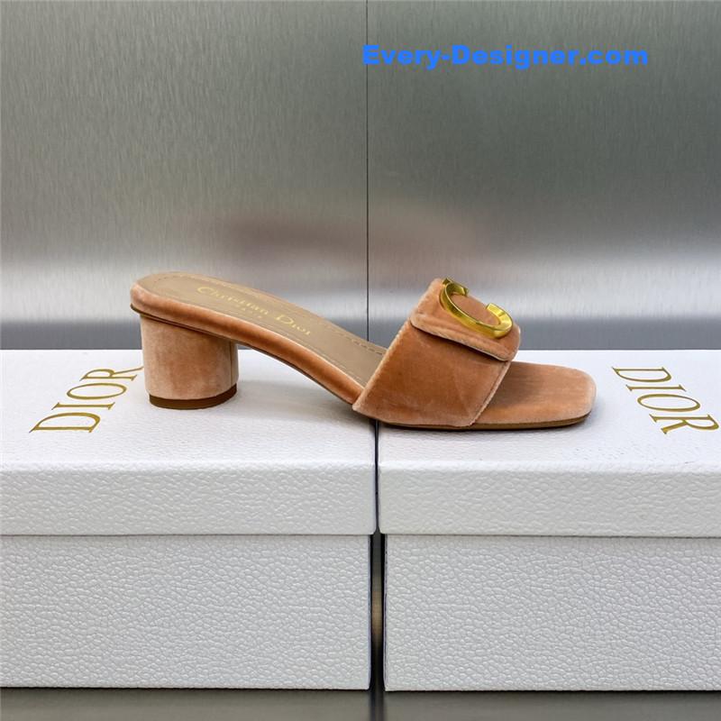 D10r cd letter logo metal buckle flat color block sandals