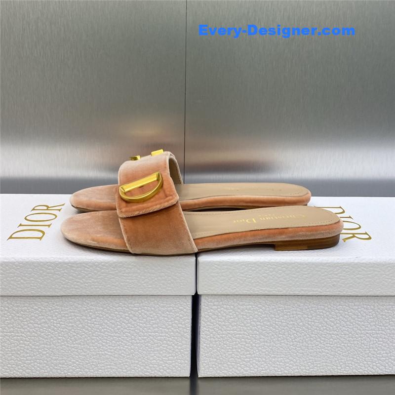D10r cd letter logo metal buckle flat color block sandals