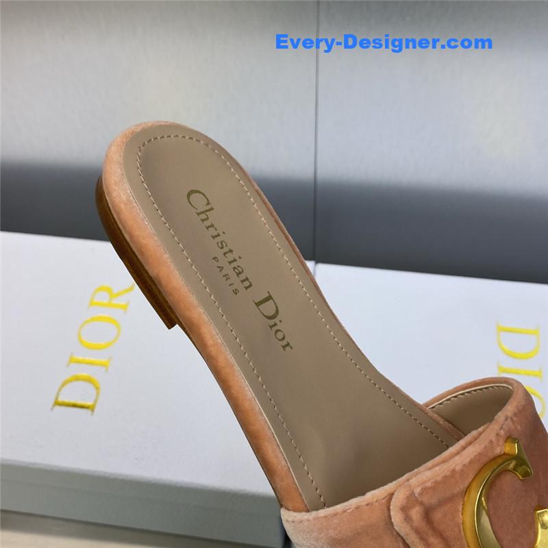 D10r cd letter logo metal buckle flat color block sandals