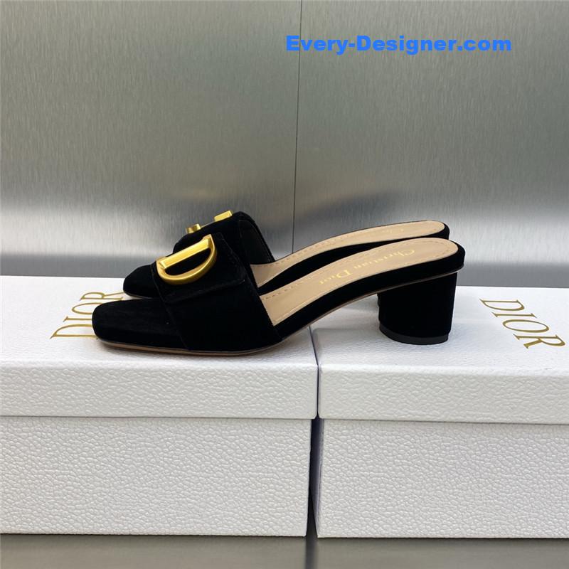 D10r cd letter logo metal buckle flat color block sandals