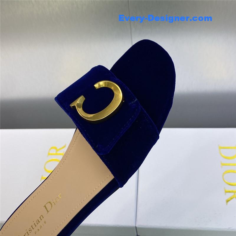 D10r cd letter logo metal buckle flat color block sandals