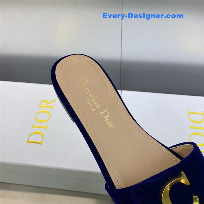 D10r cd letter logo metal buckle flat color block sandals