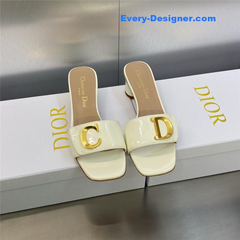 D10r cd letter logo metal buckle flat color block sandals