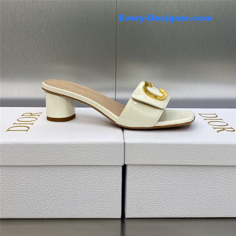 D10r cd letter logo metal buckle flat color block sandals