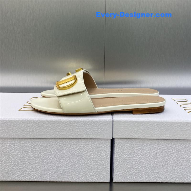 D10r cd letter logo metal buckle flat color block sandals