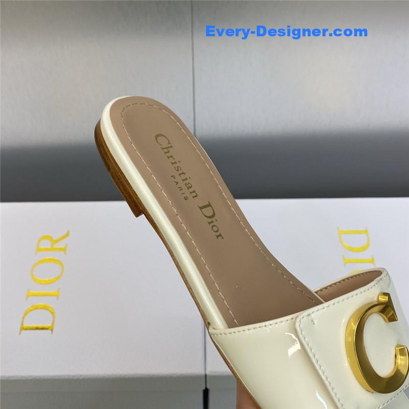 D10r cd letter logo metal buckle flat color block sandals