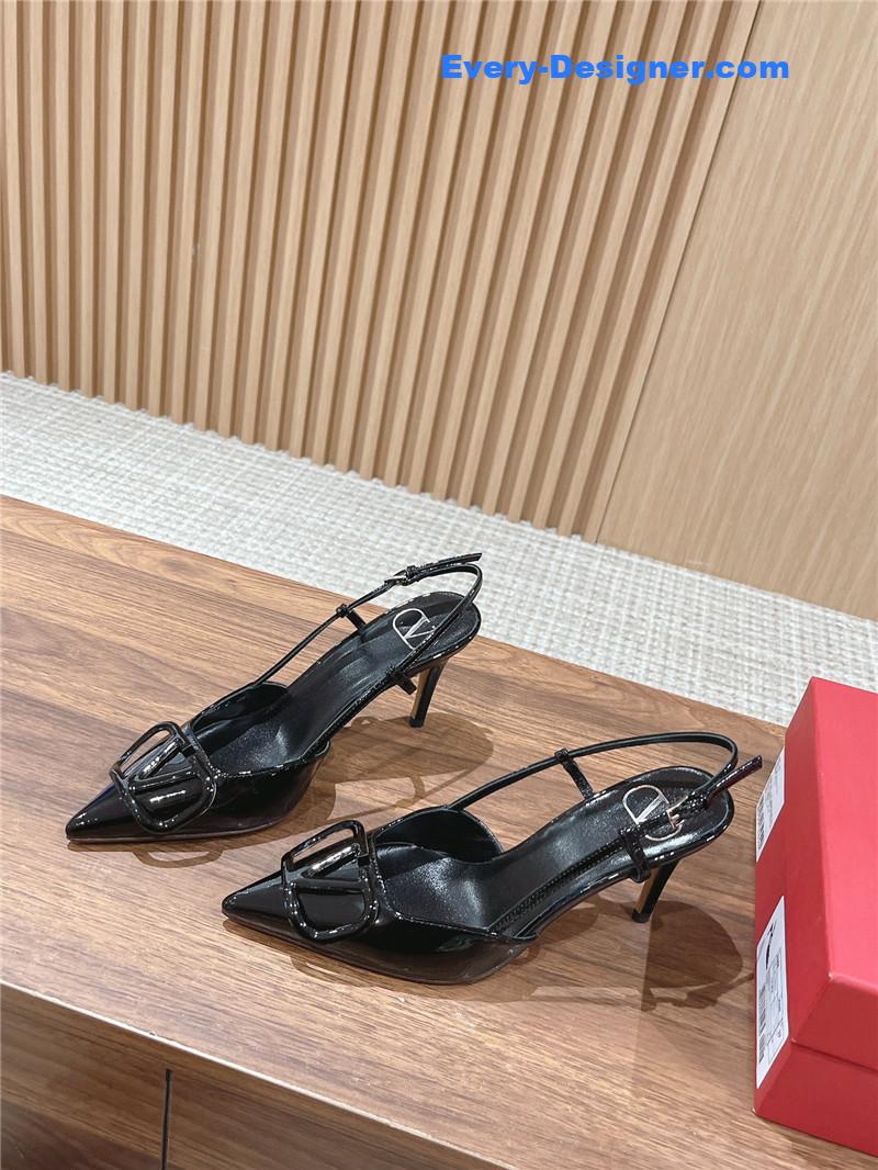 valentino V buckle kitten heel sandals