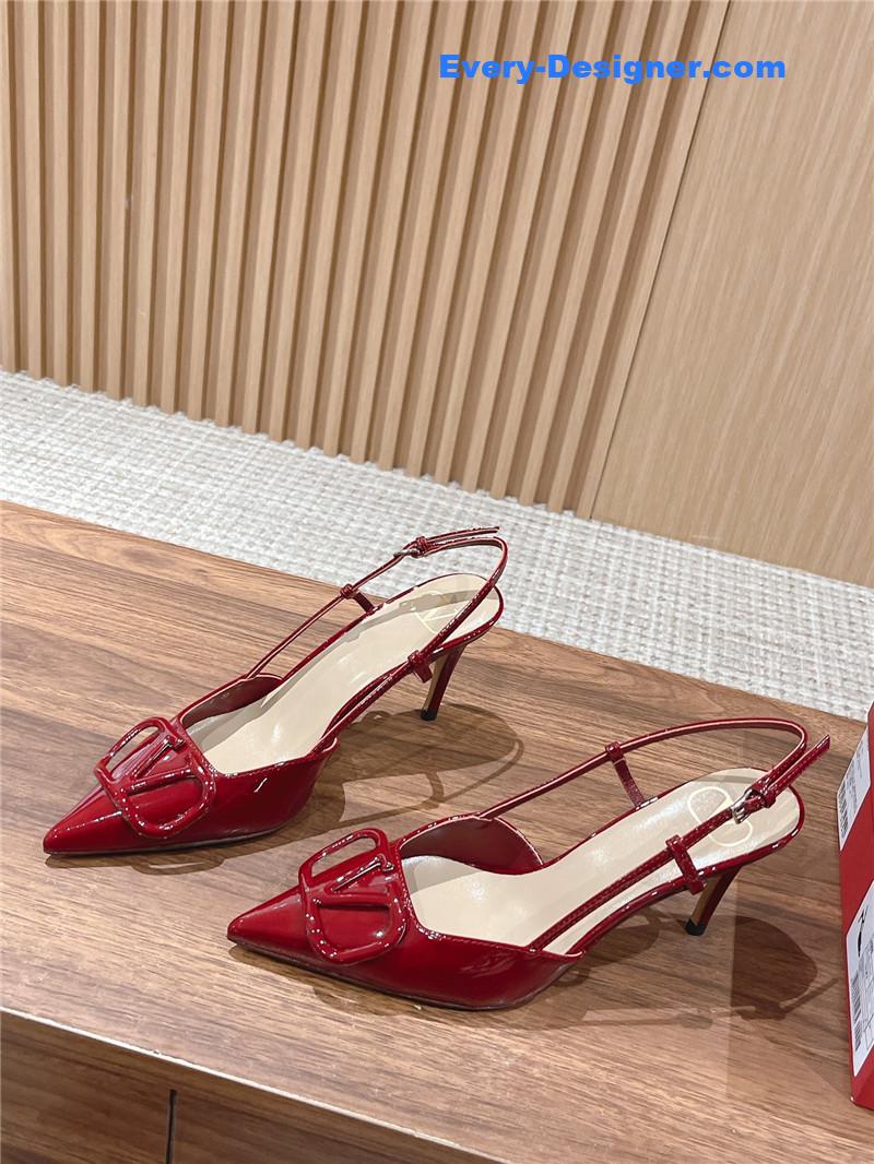 valentino V buckle kitten heel sandals