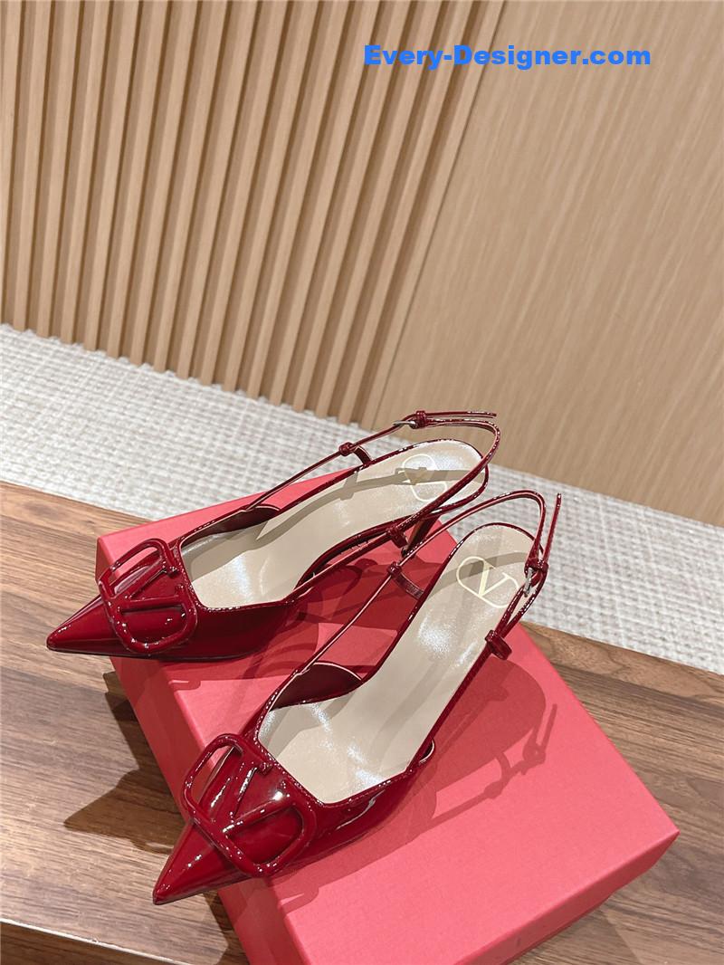 valentino V buckle kitten heel sandals