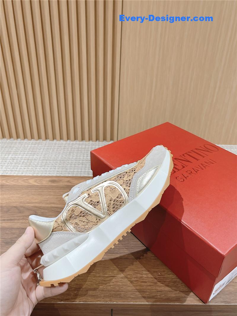 valentino brand new LOGO letter lace sneakers