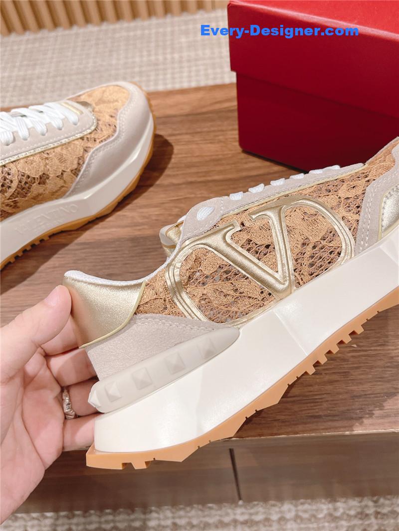 valentino brand new LOGO letter lace sneakers