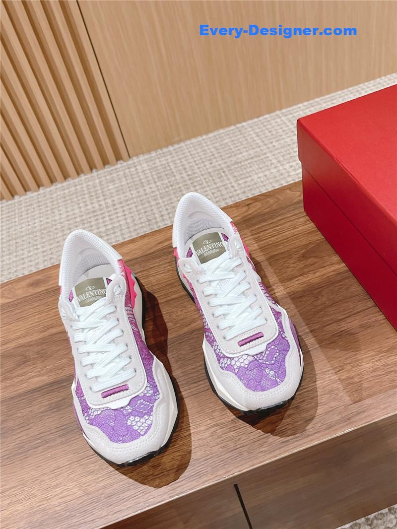 Va1e*ntin0 brand new logo letter lace sneakers