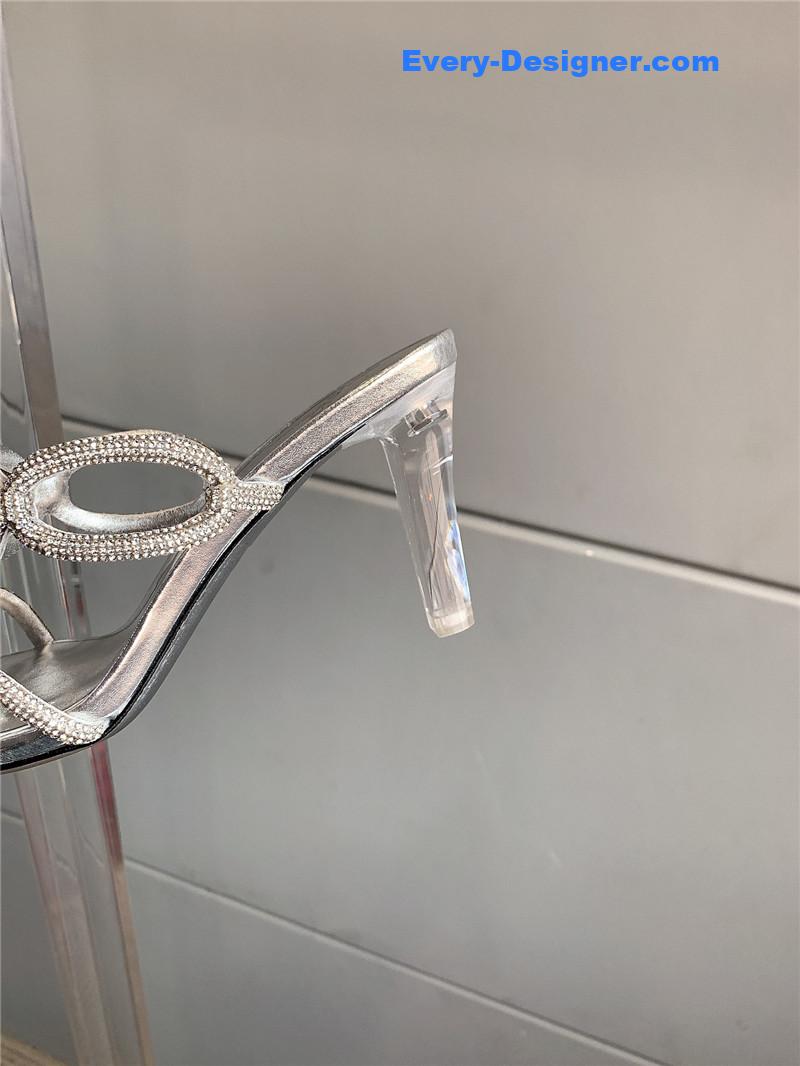 Va1e*ntin0 new crystal heel high-heeled slippers
