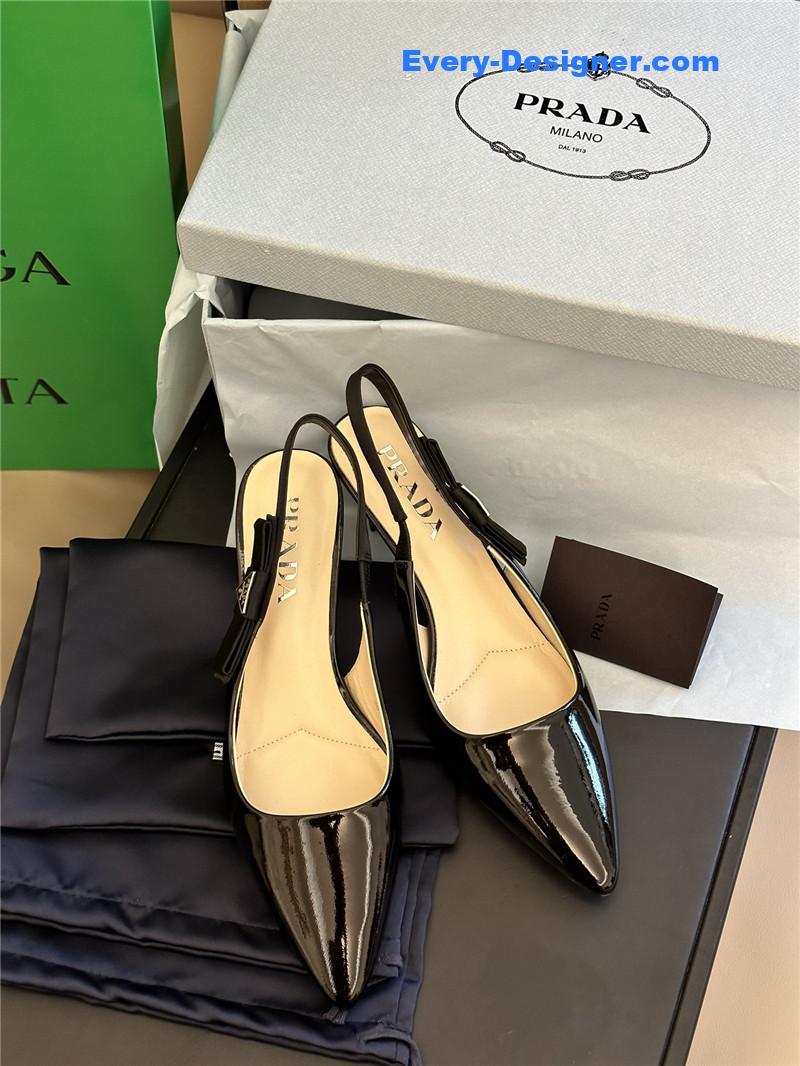 prada paneled satin bow pumps