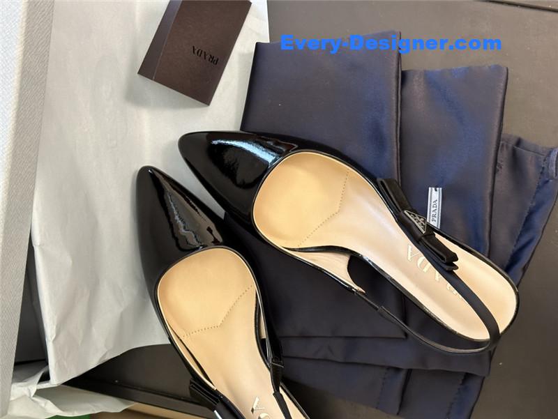 prada paneled satin bow pumps