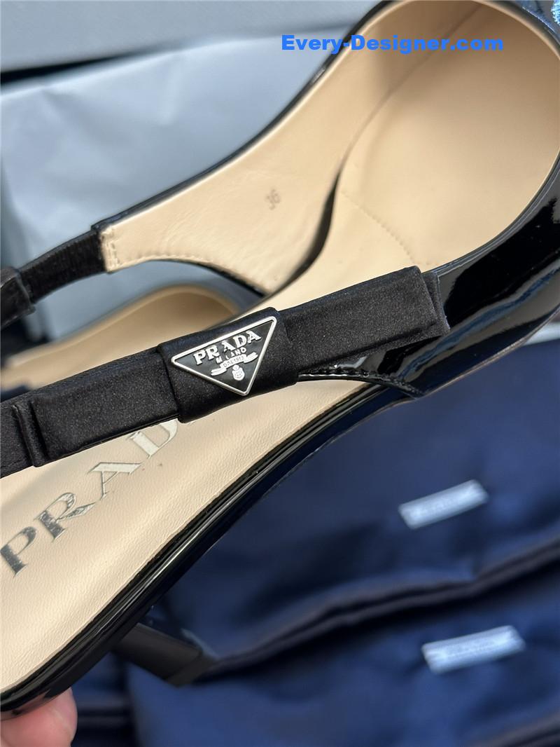 prada paneled satin bow pumps