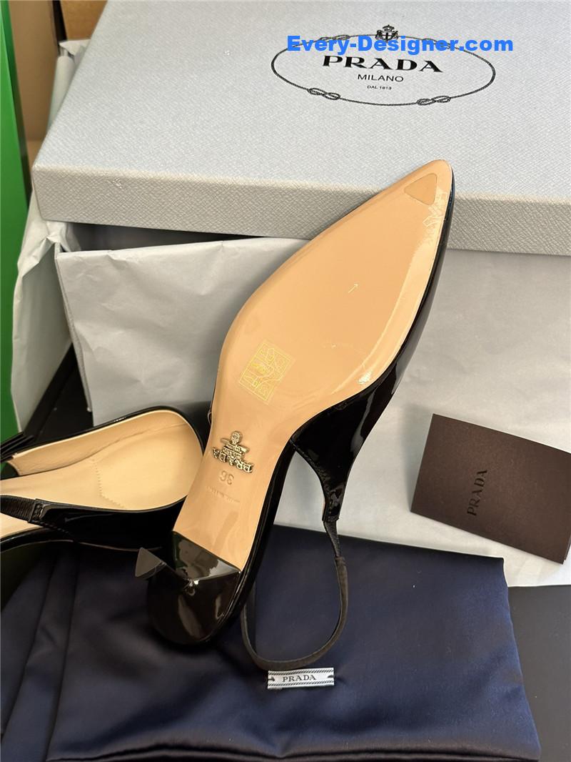 prada paneled satin bow pumps