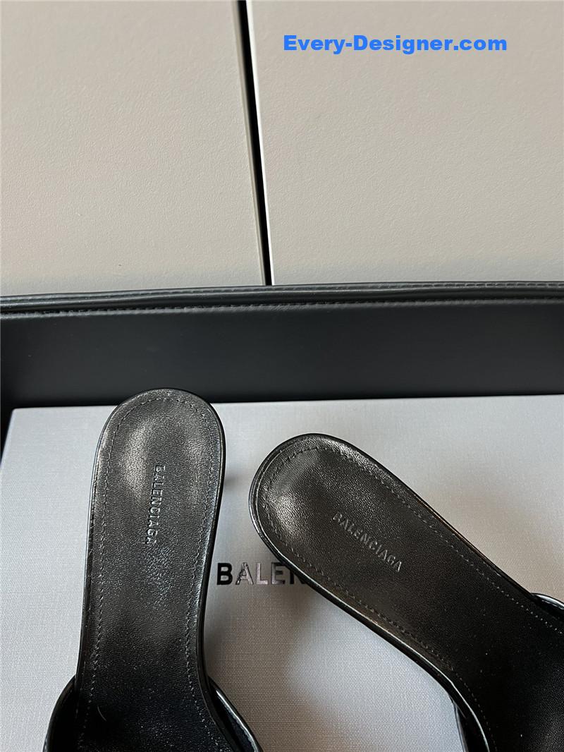 Ba1en*iaga silver stud buckle spice slippers
