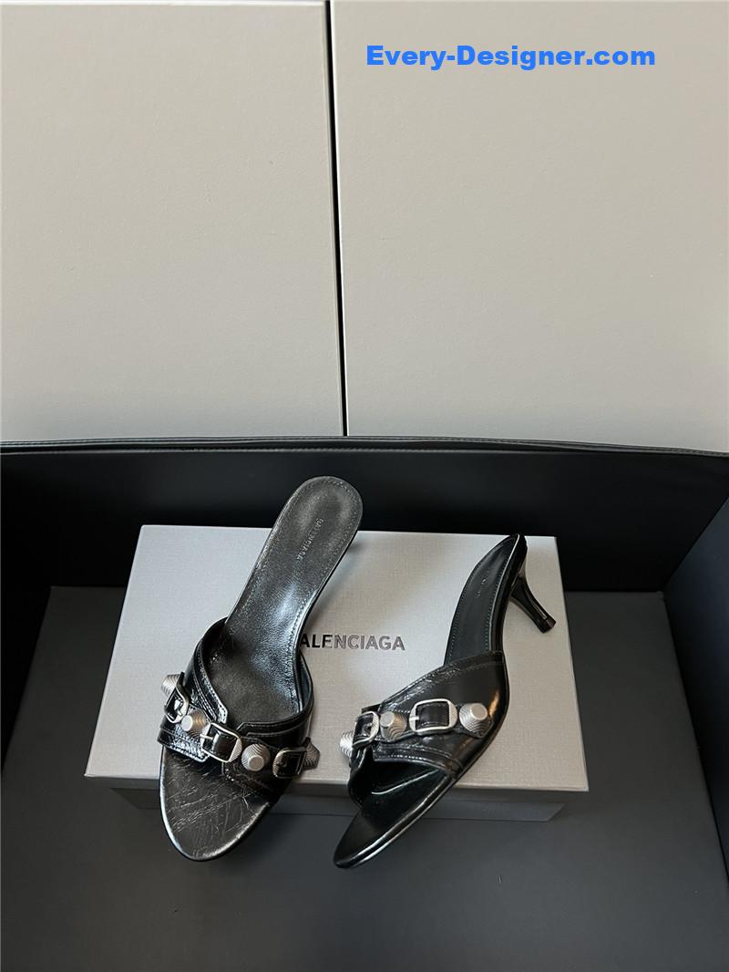 Balenciaga Silver Stud Buckle Spice Slippers