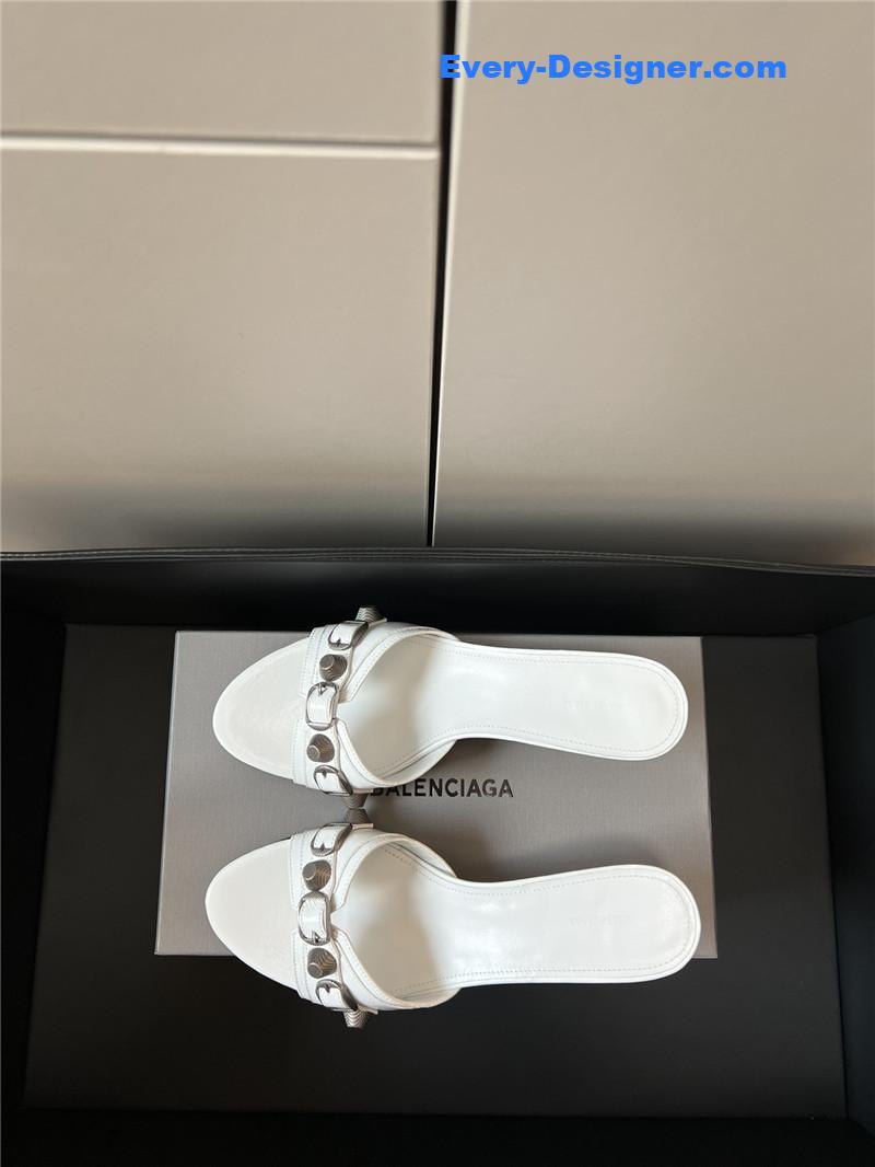 Ba1en*iaga silver stud buckle spice slippers