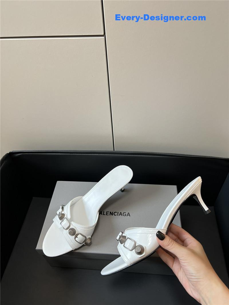 Balenciaga Silver Stud Buckle Spice Slippers