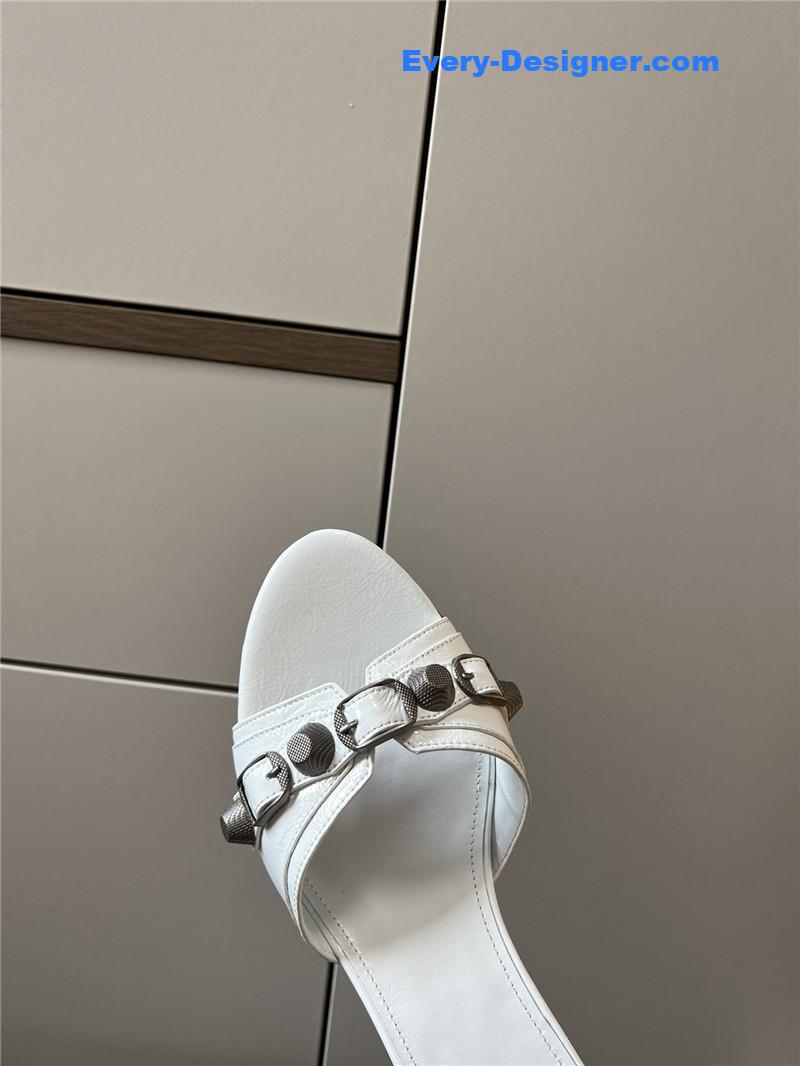 Ba1en*iaga silver stud buckle spice slippers