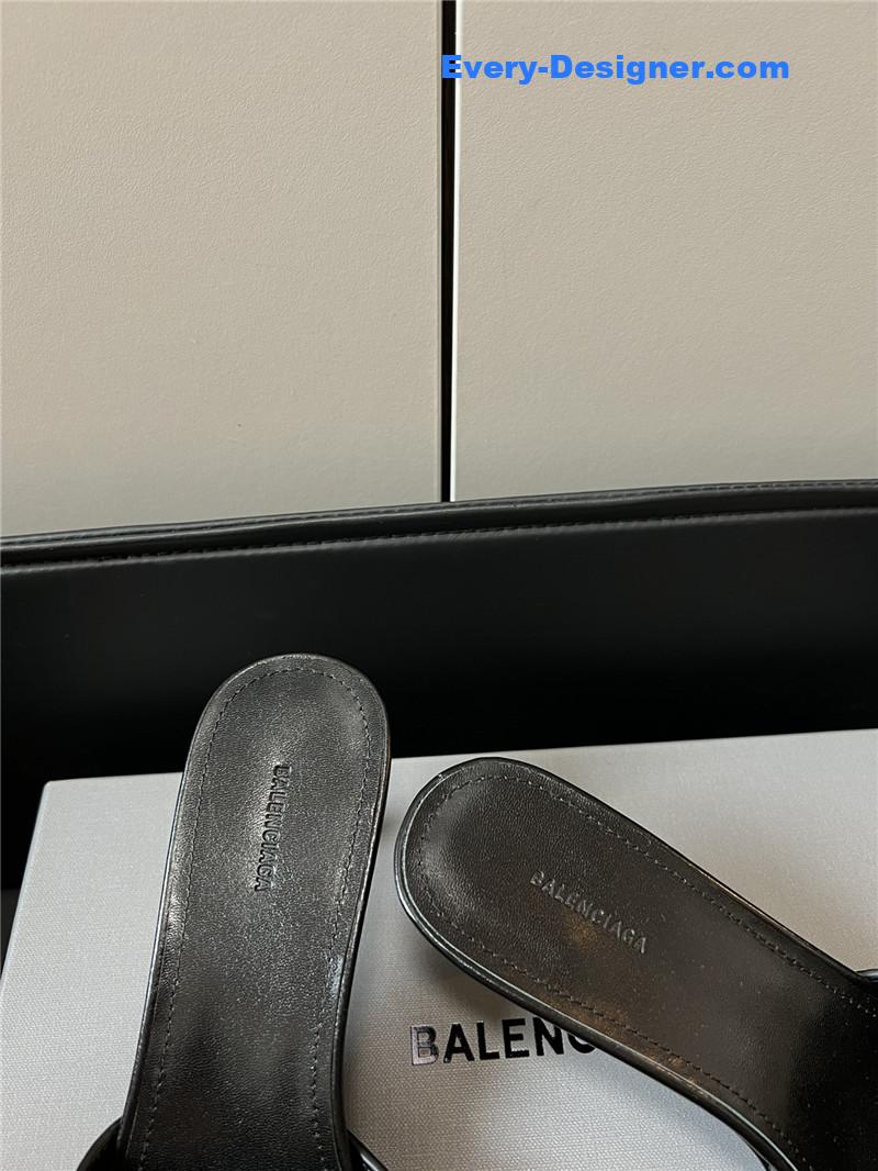 Ba1en*iaga silver stud buckle spice slippers