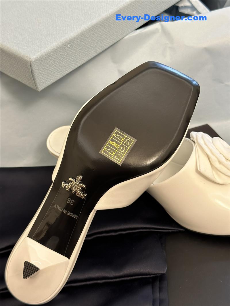 Pra*a satin floral high heel slides