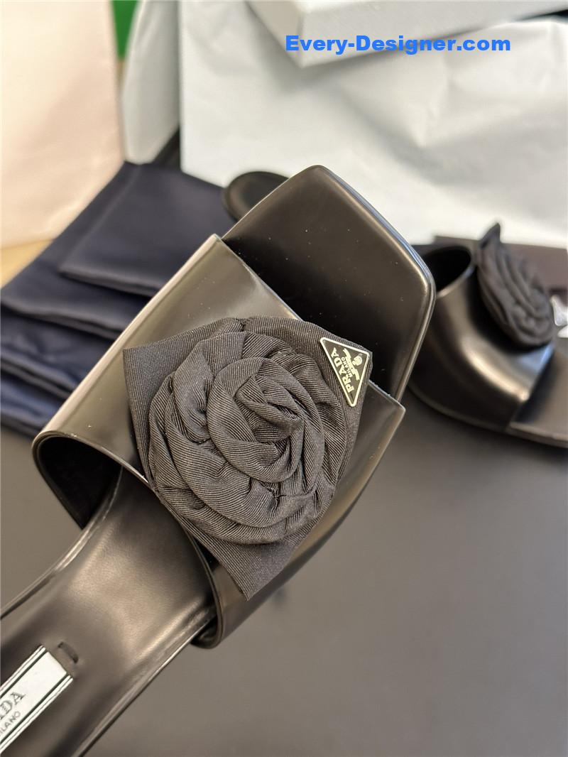 Pra*a satin floral high heel slides