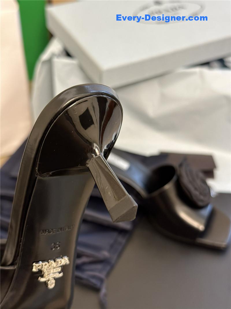 Pra*a satin floral high heel slides