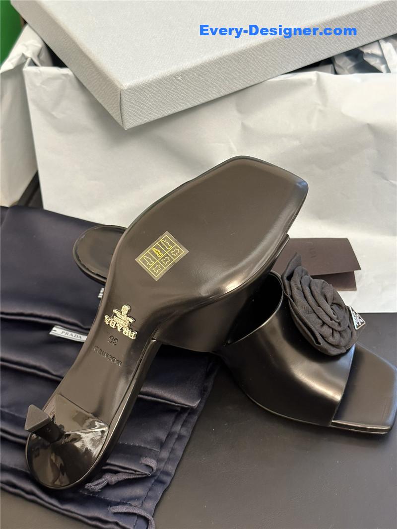 Pra*a satin floral high heel slides