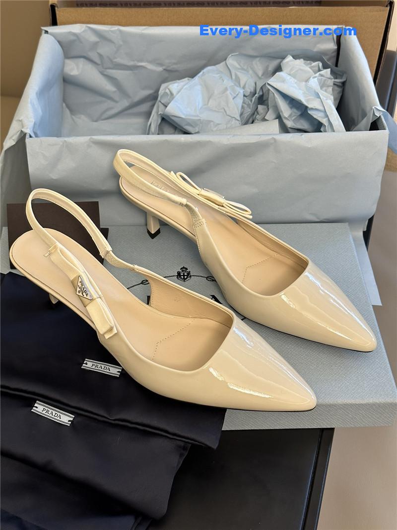 prada paneled satin bow pumps