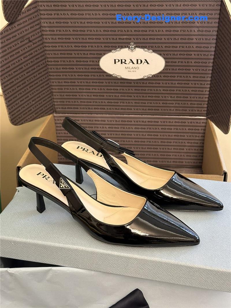 prada paneled satin bow pumps