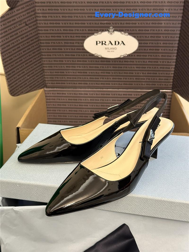 prada paneled satin bow pumps