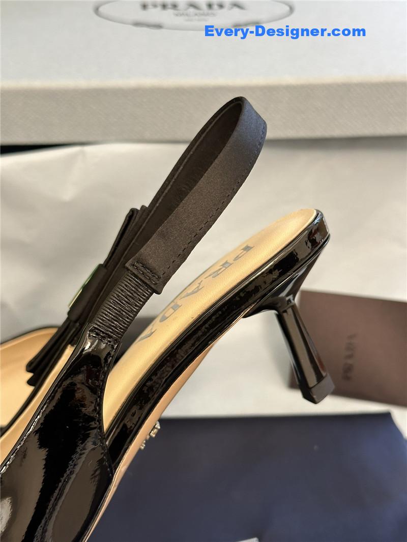 prada paneled satin bow pumps