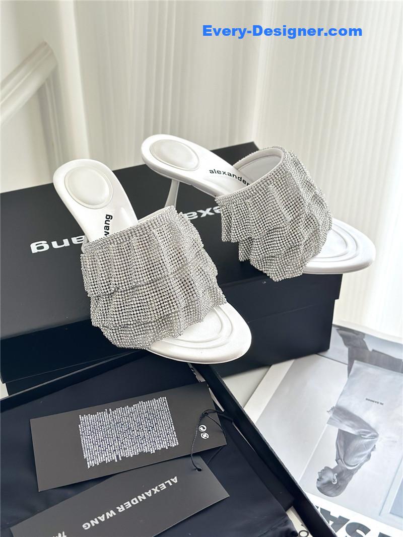 alexander wang new rhinestone high-heeled slippers
