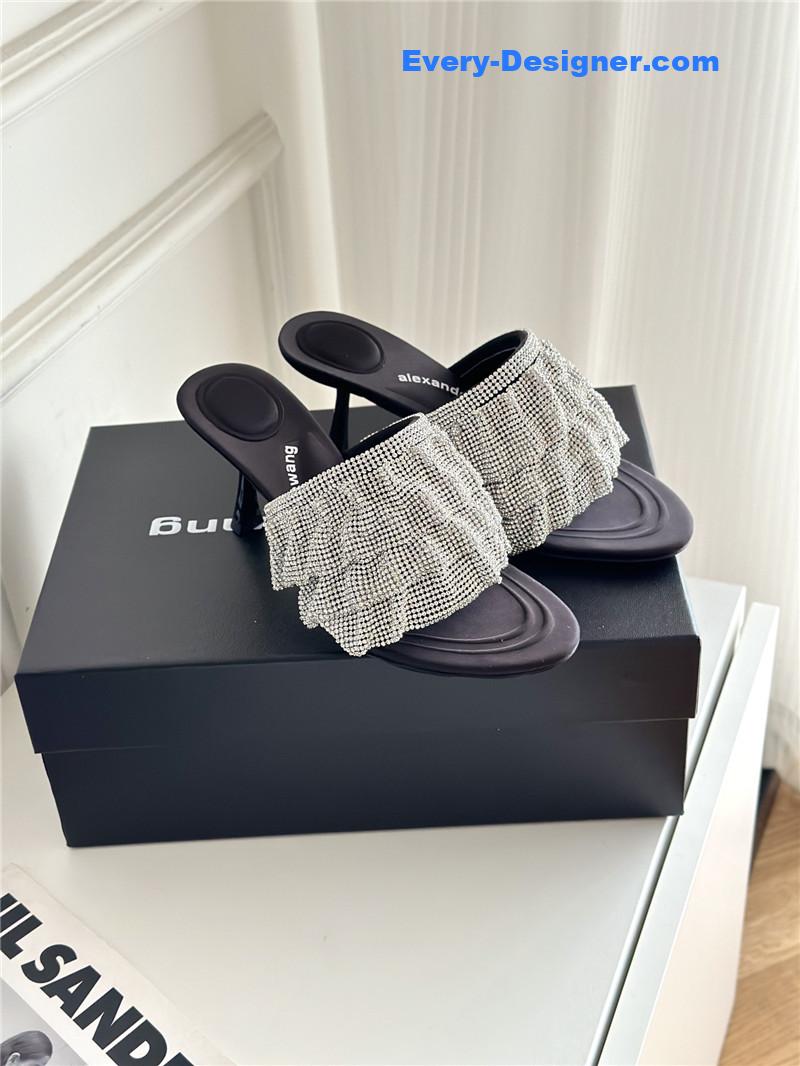 alexander wang rhinestone heeled slippers