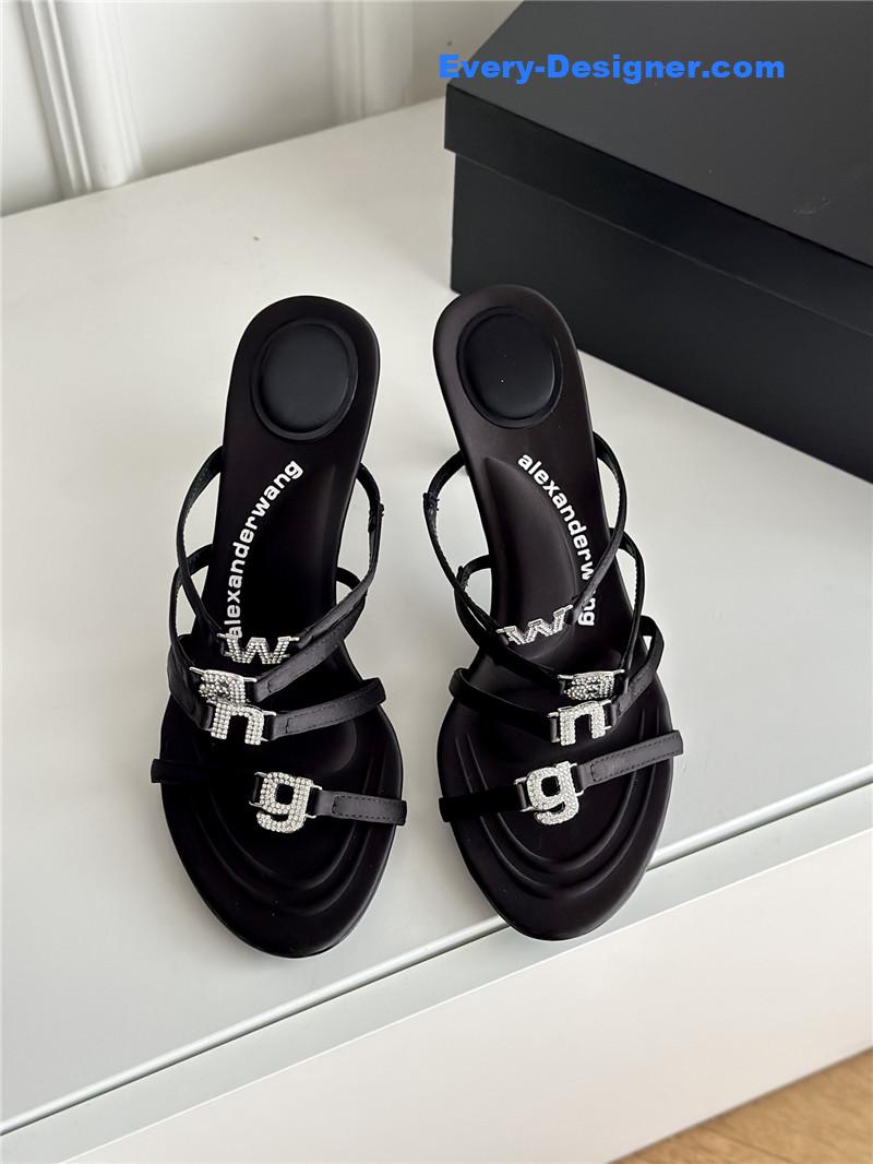 alexander wang rhinestone letter high heel slippers