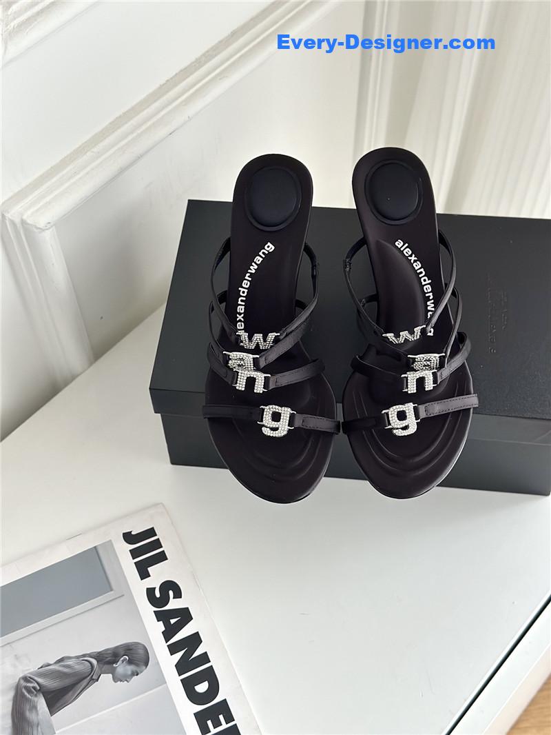 alexander wang rhinestone letter high heel slippers
