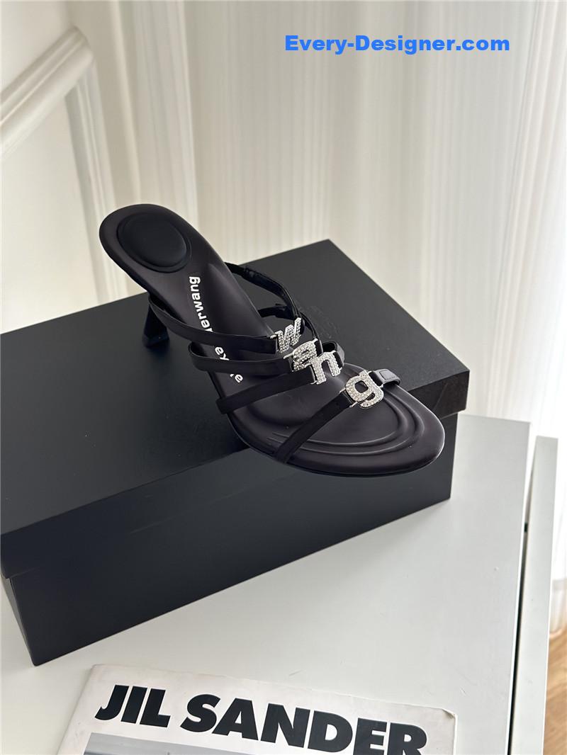 alexander wang rhinestone letter high heel slippers