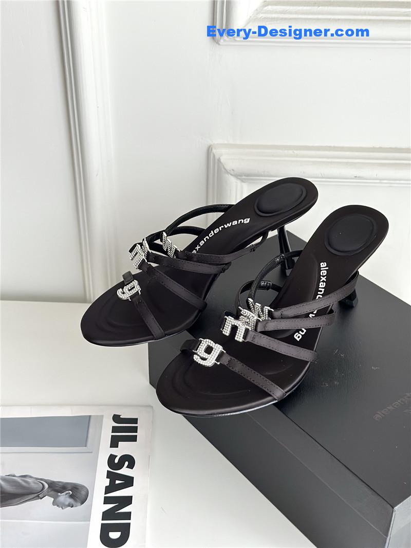 alexander wang rhinestone letter high heel slippers