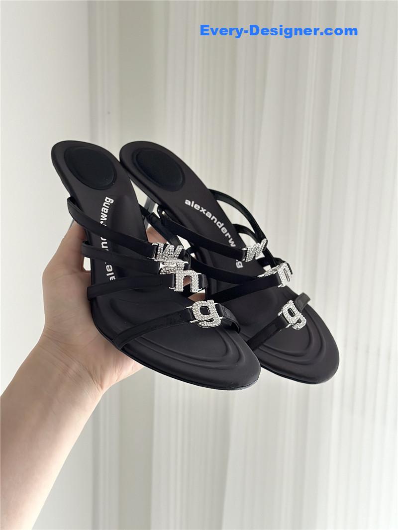 alexander wang rhinestone letter high heel slippers
